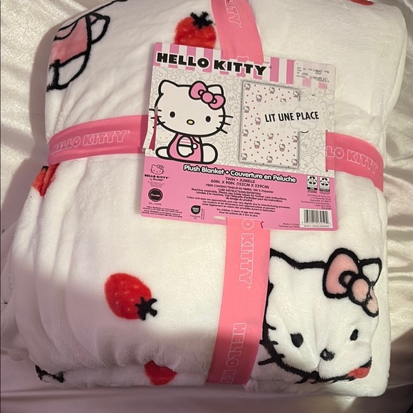 Hello Kitty Other - Hello Kitty Plush Blanket with Strawberry Design